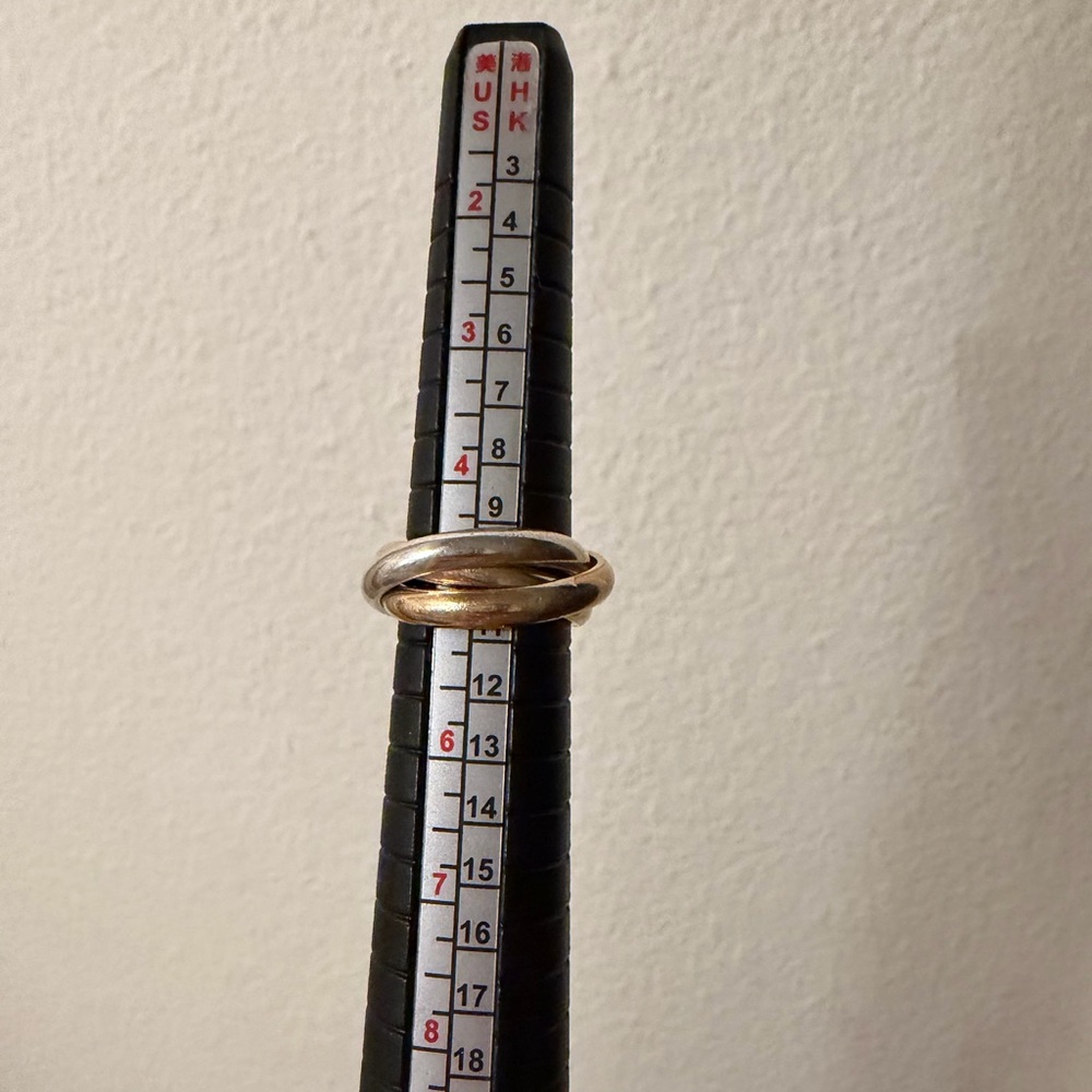 14kt Solid Gold Interlocking Triple Band Rolling … - image 4